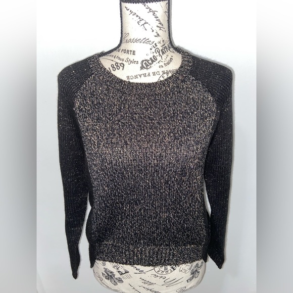 H&M Knit Raglan Black & Gold Scoop Neck Sweater - Picture 12 of 12
